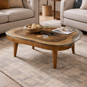 One-of-a-Kind Teak & Glass Coffee Table