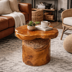 Handcrafted Teak Wood Side Table