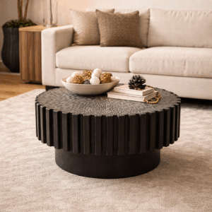 Suar Wood Round Coffee Table – One of a Kind