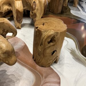 Small round wooden stool