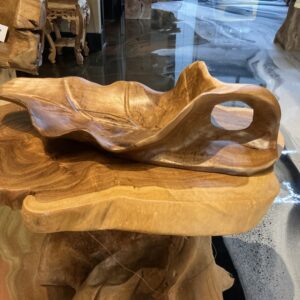 Handcrafted teak leaf bowl 001