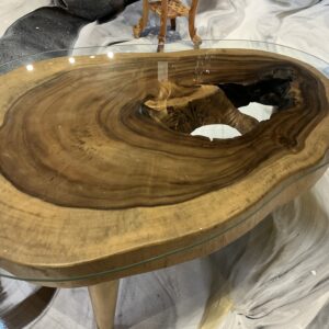 Wood table with glass top 001