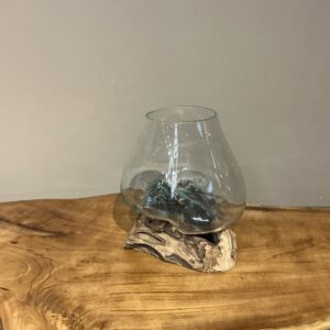Glass vase with wooden base 003