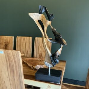 Art sculpture with wooden base 007