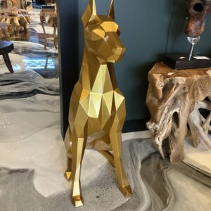 Golden metal Doberman dogs