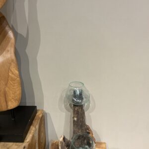 Glass vase 2pc with wooden base 007