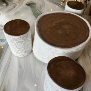 Large white round coffee table