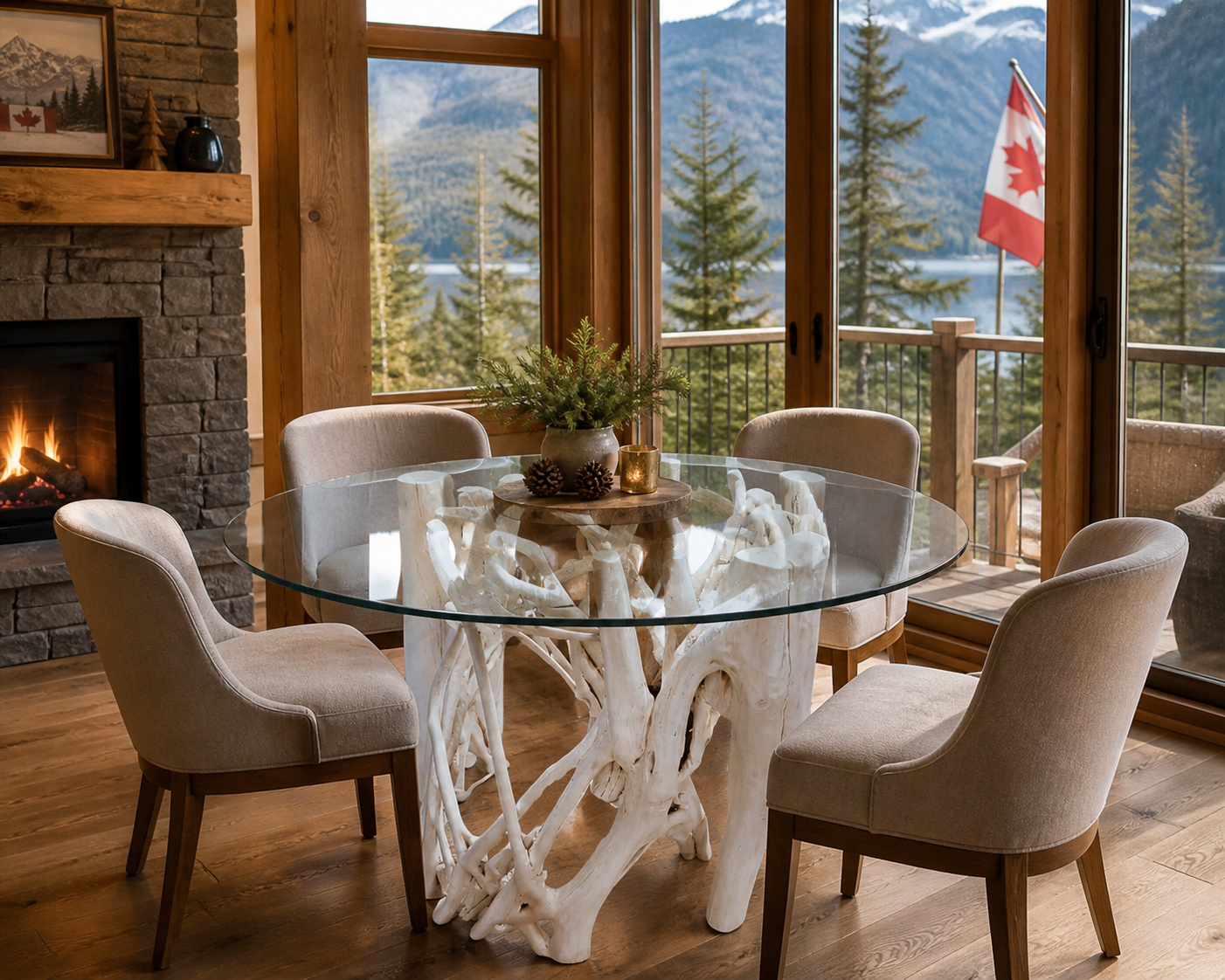 Banyan Wood Dining Table – Bleached Natural Finish