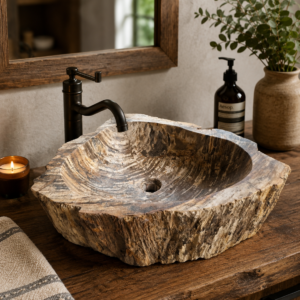 Petrified Wood Sink – Natural Organic Elegance