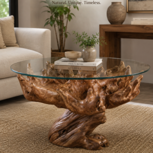 Round Root Teak Coffee Table