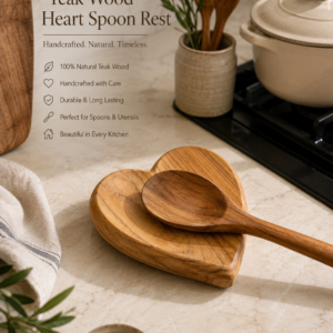 Teak Wood Heart Spoon Rest