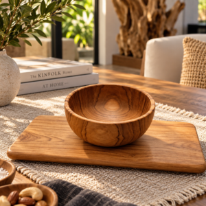 Handcrafted Teak Serving Board & Bowl Set