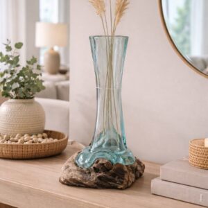 Handcrafted Glass & Wood Decorative Piece