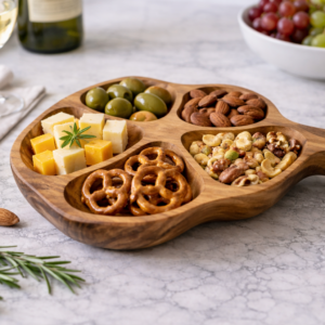 Handcrafted Teak Wood Snack & Condiment Bowl
