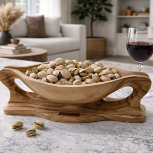 Handcrafted Wooden Serving Bowl with Handles