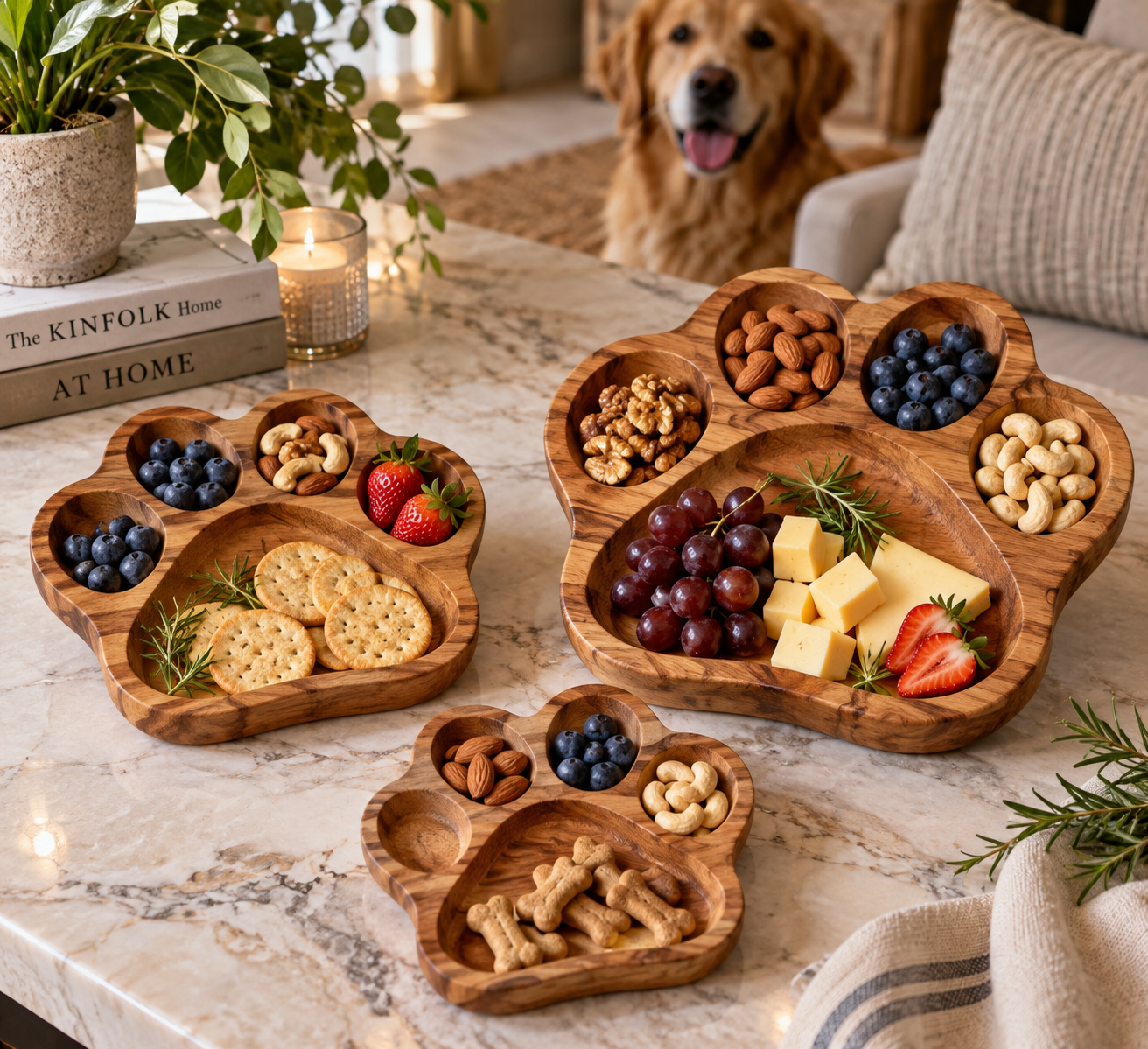 Tiger Paw Wooden Serving Trays – Set of 3