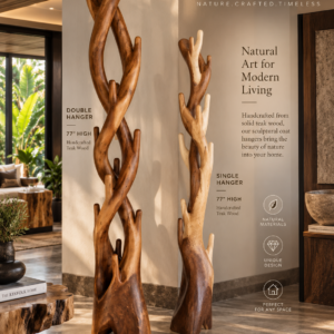 Teak Wood Sculptural Coat Hanger