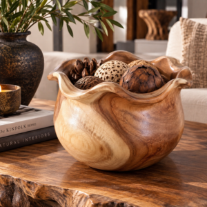 Sculptural Suar Wood Bowl