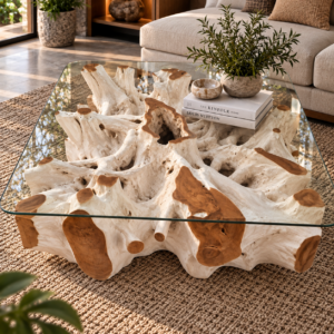 Bleached Teak Root Coffee Table
