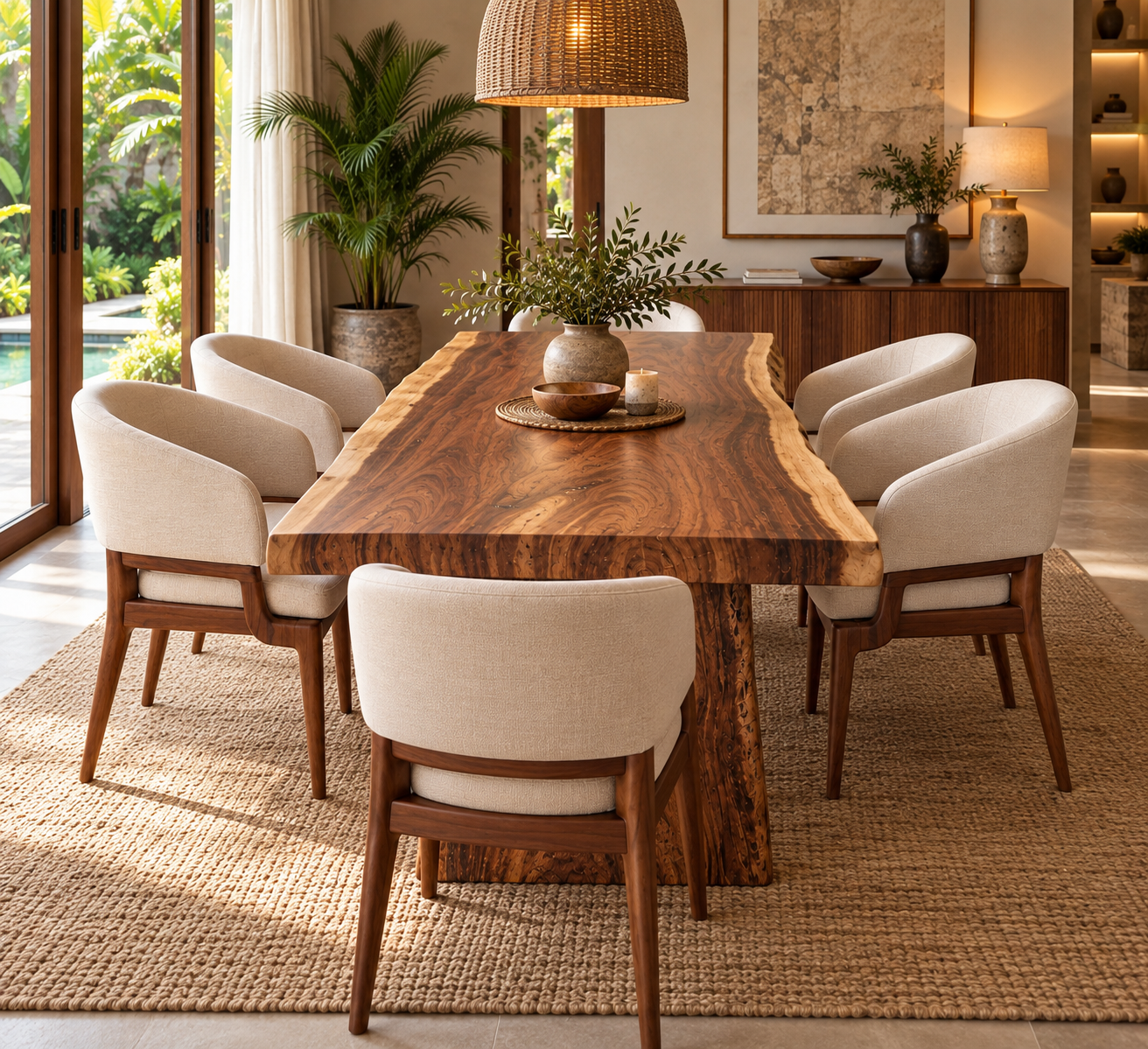 ARTWOOD Solid Teak Live Edge Dining Set