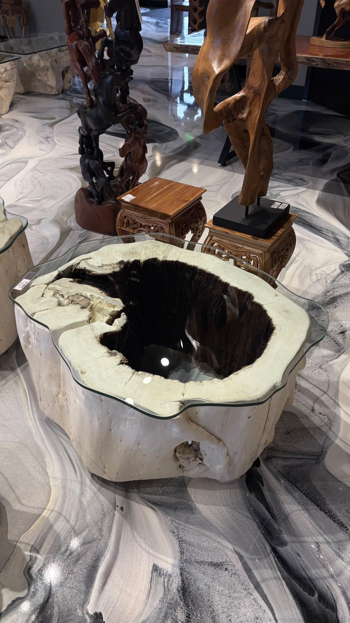 Bleached Suar Wood Coffee Table - Image 5